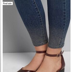 NWOT LANE BRYANT 16 High-Rise 3-Button Jegging - Rhinestone Hem